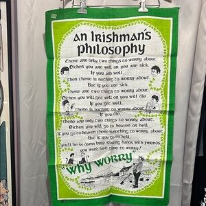 Green and White Irish Philosophy Tapestry